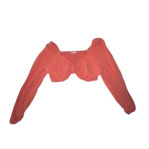 American Eagle Coral Long Sleeve Crop Top Ruched detailing Plus Size XXL